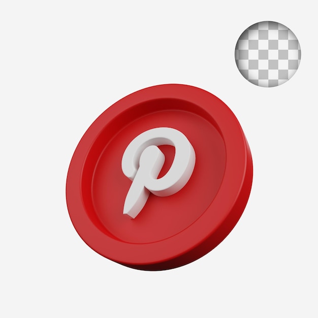 3d render concept coin of social media icon pinterest