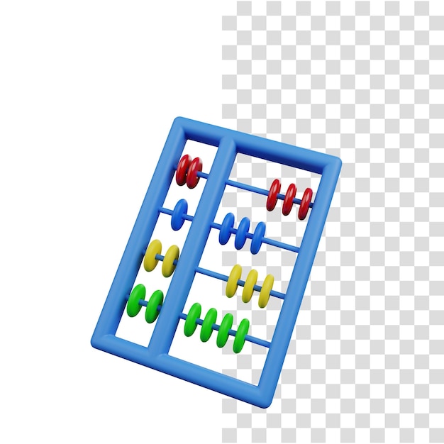 PSD 3d render concept education with abacus mathematics