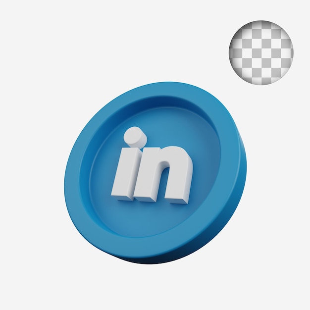 3D render concept munt van social media icon linked in