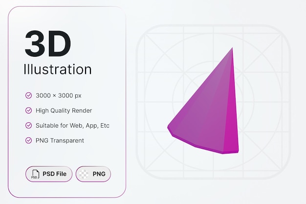 3D 렌더링 콘 형상 개념 현대 아이콘 일러스트 디자인