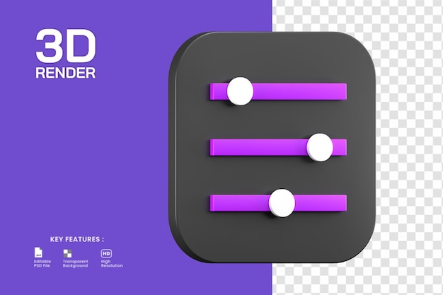 3d render of configuration icon isolated. useful for website or user interface design illustration