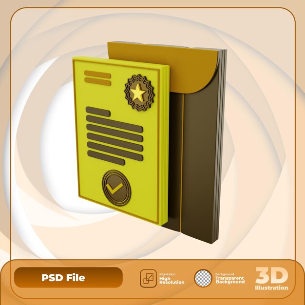 PSD 3d render consent file icon illustration