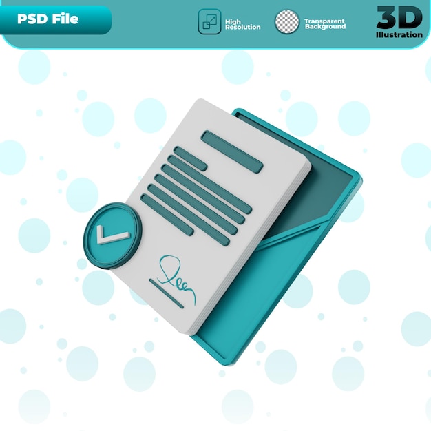 PSD 3d render contract pictogram afbeelding