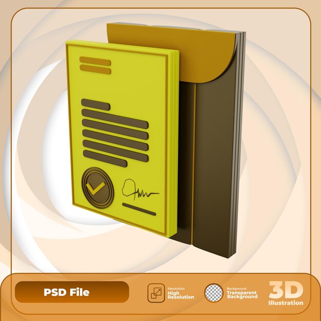 PSD 3d render contract pictogram afbeelding