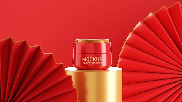 3d render of cosmetic cream mockup design