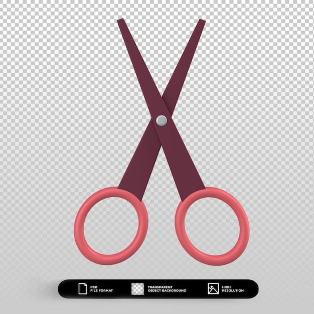 PSD 3d визуализация значка косметических ножниц