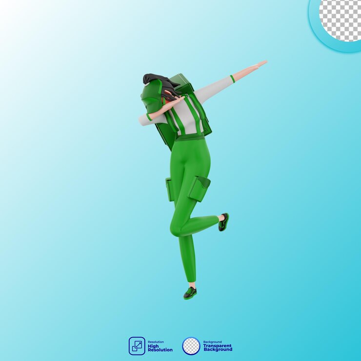 PSD 3d render courier with delivery bag