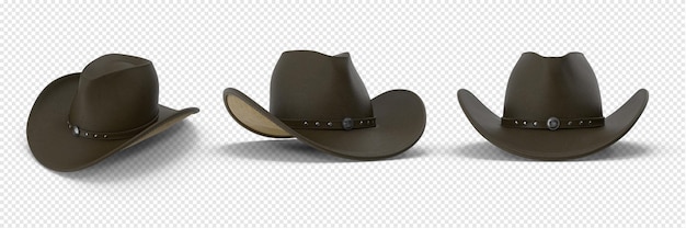 PSD rendering 3d cappello marrone da cowboy costume occidentale retrò paese selvaggio realistico