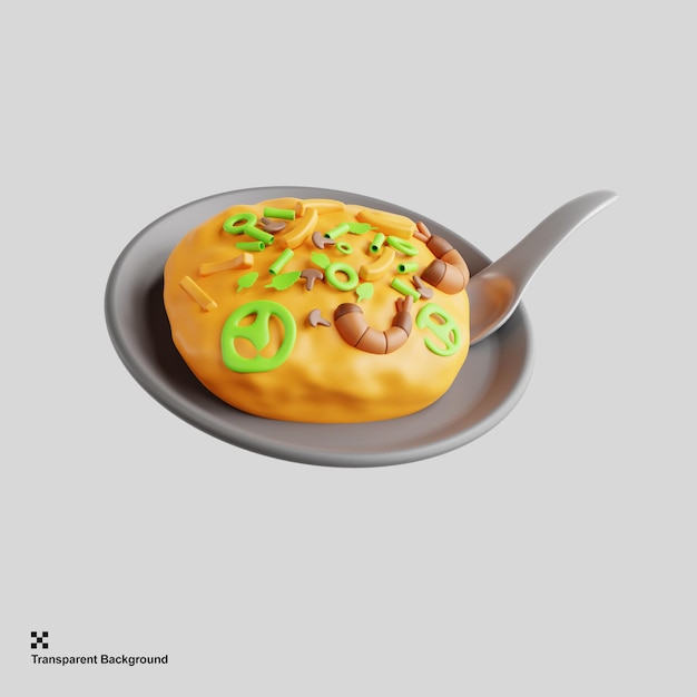 PSD 3d 렌더링 게살 볶음밥 kao pad poo classic thai fried rice