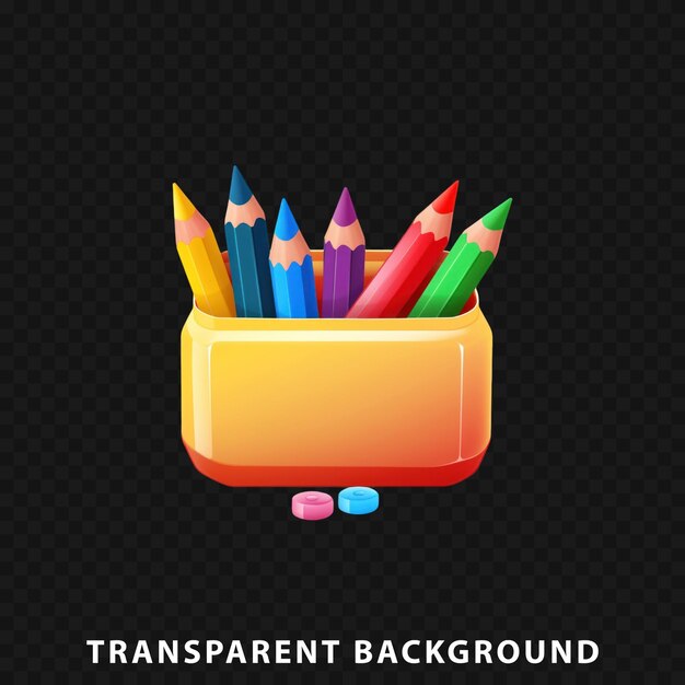 PSD 3d render crayon box isolated on transparent background