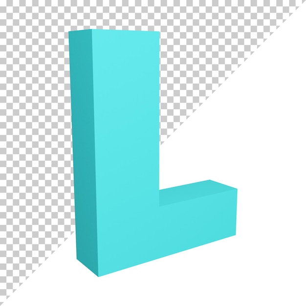 3d render creatieve alfabet letter l