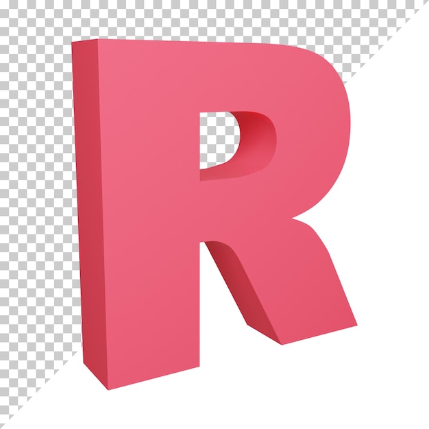 3d rendono la lettera r dell'alfabeto rosso creativo