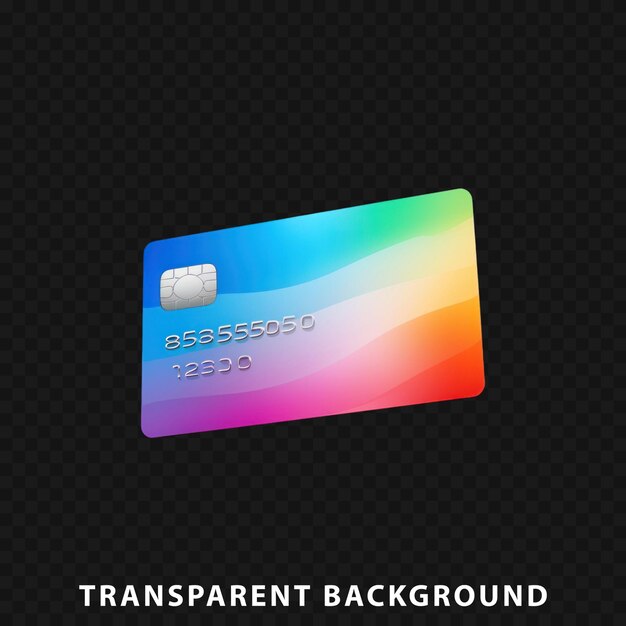 PSD 3d render credit card isolated on transparent background