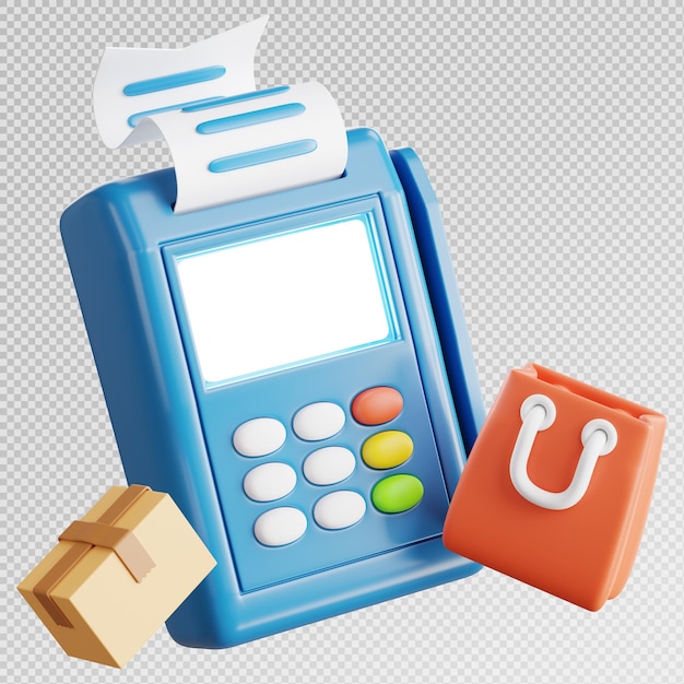 3d render of credit card machine isolated