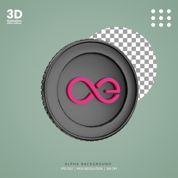 3d render crypto coin eternity