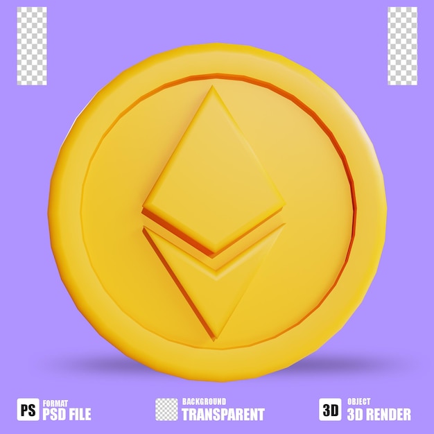 3D render cryptocurrency icon ethereum 2 with trasparent background