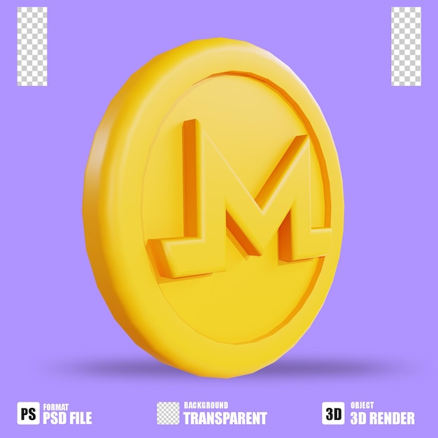 3d render cryptocurrency icon monero with trasparent background