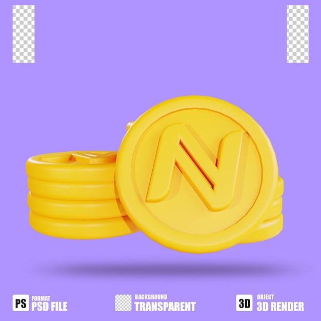 3d render cryptocurrency icon namecoin 2 with trasparent background