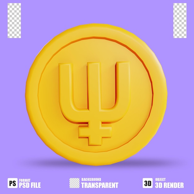 PSD 3d render cryptocurrency icon primecoin 2 with trasparent background