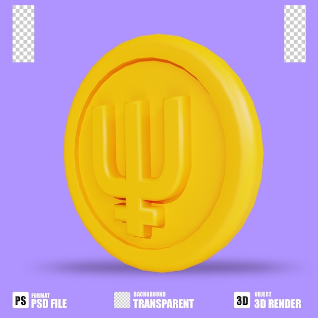 3d render cryptocurrency icon primecoin 3 with trasparent background