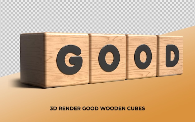 3d render cube wood letter good