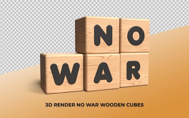 PSD 3d render cube wood letter no war