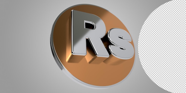 PSD 투명 한 배경으로 3d 렌더링 통화 기호 rs