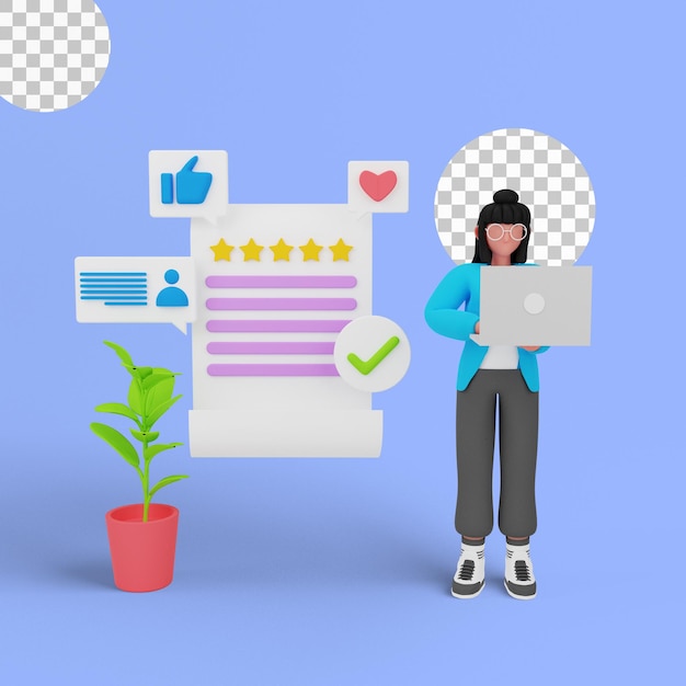 3d render of Customer feedback management for you website landing page