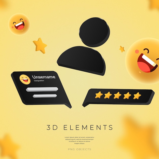 PSD 3d render customer leave feedback template