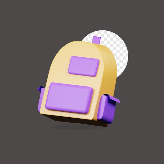 3D Render Cute Bag for School