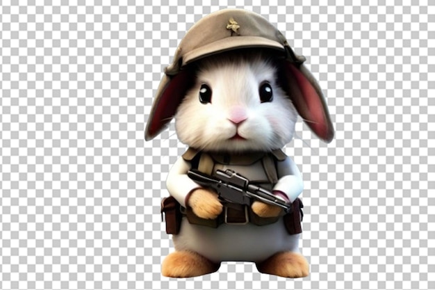 PSD 3d render of a cute bunny with ww2 refile