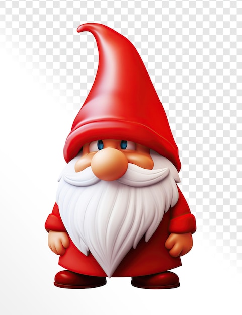 PSD 3d render cute gnome hat head isolated on transparent background