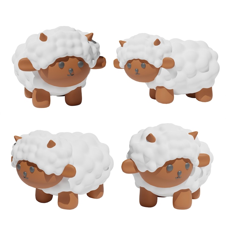 PSD 3d 렌더링 귀여운 양 png 동물
