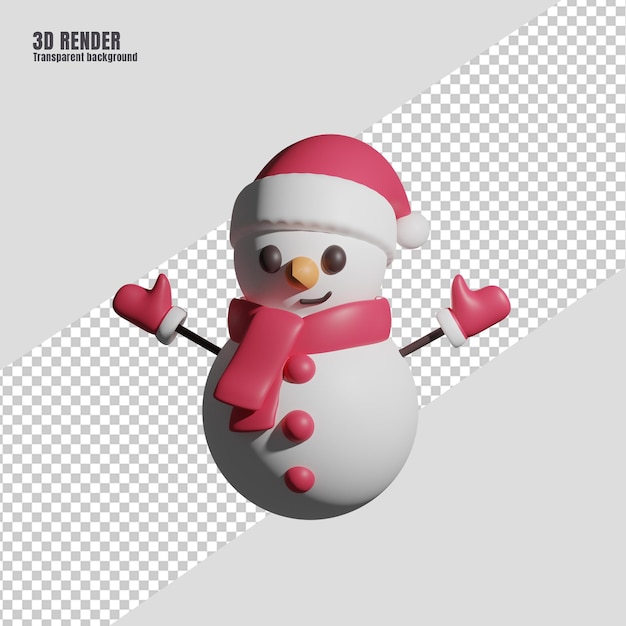 クリスマスの手袋でかわいい雪だるまを3Dレンダリング