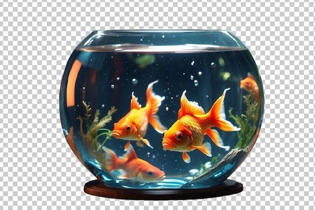 PSD render 3d di un carino pesce tropicale in ciotola