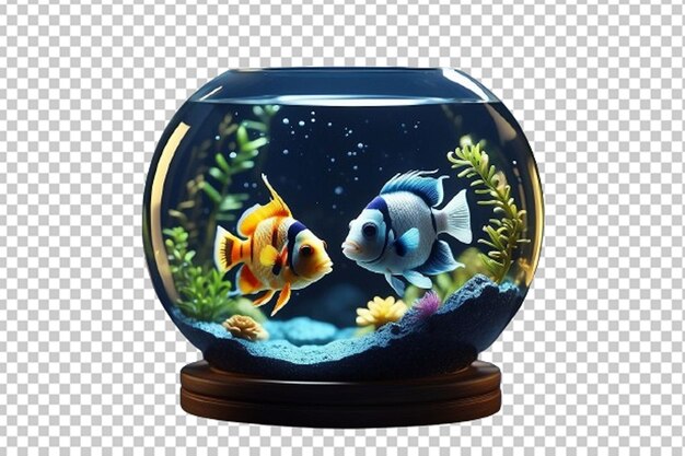 PSD 3d render of a cute tropical fish in bowl