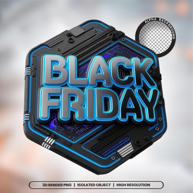 3D Render Czarnego Piątku Element znaczka ikona PSD PNG