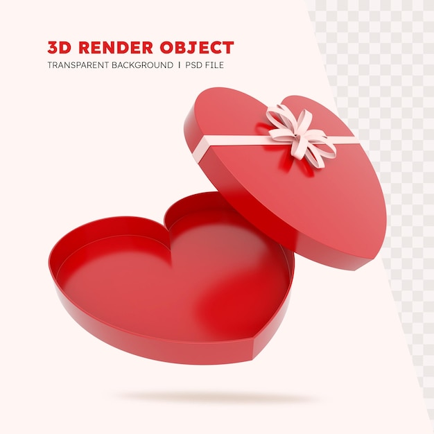 PSD 3d render czerwonego pudełka miłości