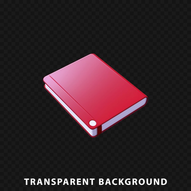 PSD 3d render czerwony notebook izolowany na przezroczystym tle