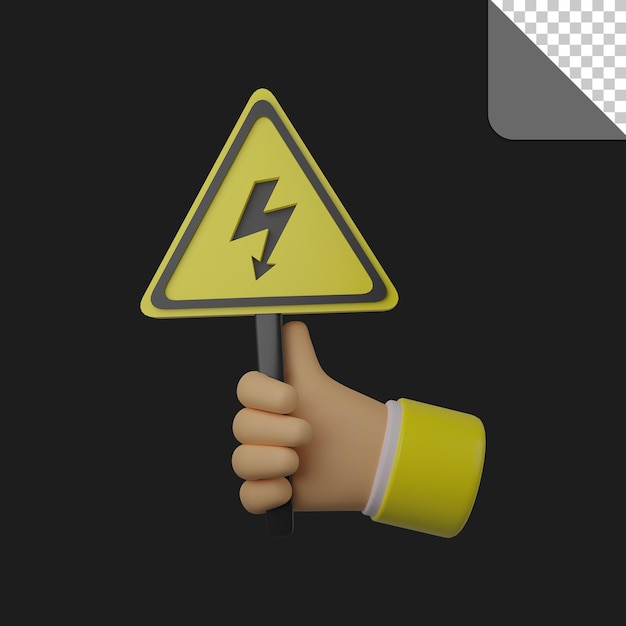 PSD 3d render of danger sign high voltage symbol