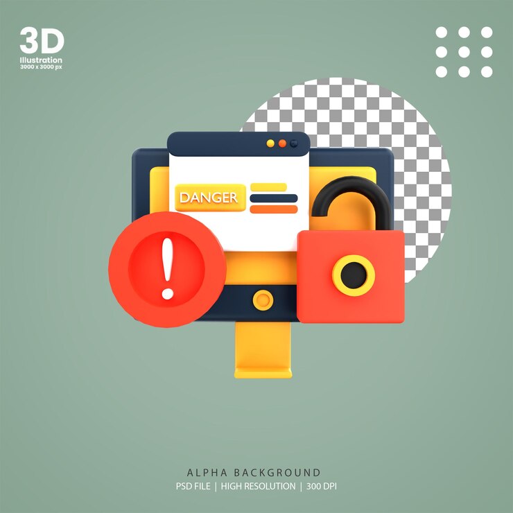 PSD 3d визуализация иллюстрации опасного доступа