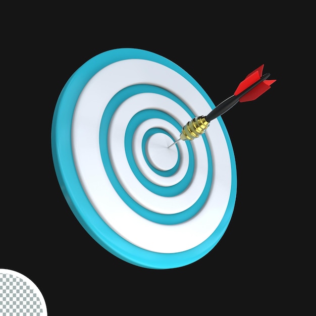 3d render dart board target board bullseye with arrow isolated icon illustration