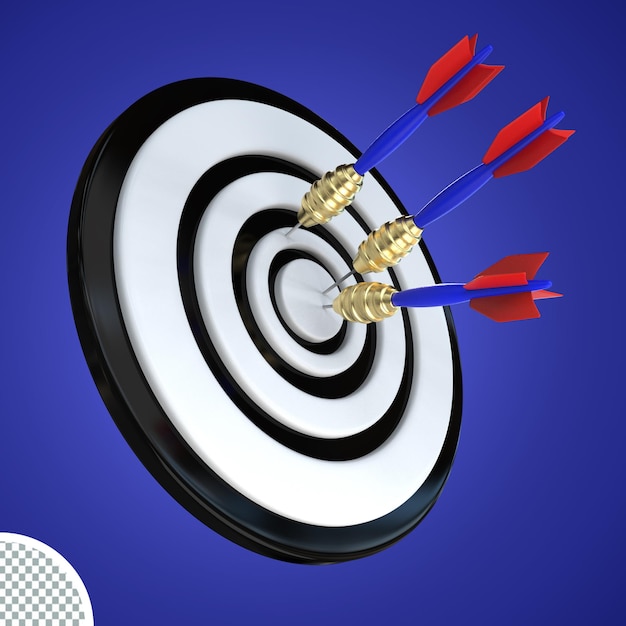 3d render Dart Board Target Board Bullseye With Arrow Isolated Icon Illustration