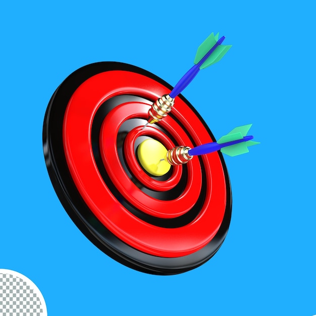 3d render Dart Board Target Board Bullseye With Arrow Isolated Icon Illustration