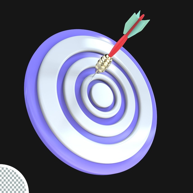 3D render Dartbord Target Board Bullseye Met Pijl Geïsoleerd Pictogram Illustratie