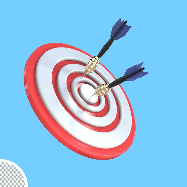 3D render Dartbord Target Board Bullseye Met Pijl Geïsoleerd Pictogram Illustratie