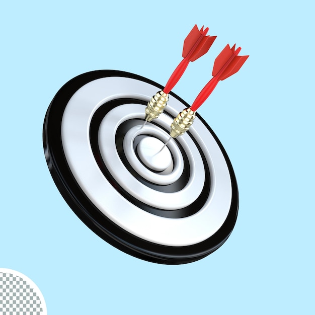 3D render Dartbord Target Board Bullseye Met Pijl Geïsoleerd Pictogram Illustratie