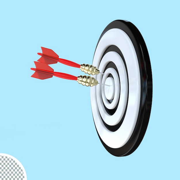 3D render Dartbord Target Board Bullseye Met Pijl Geïsoleerd Pictogram Illustratie