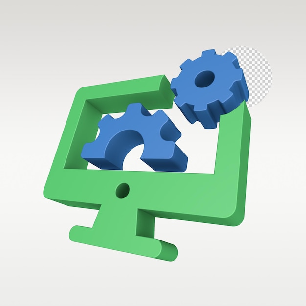 3d render data processing icon symbol