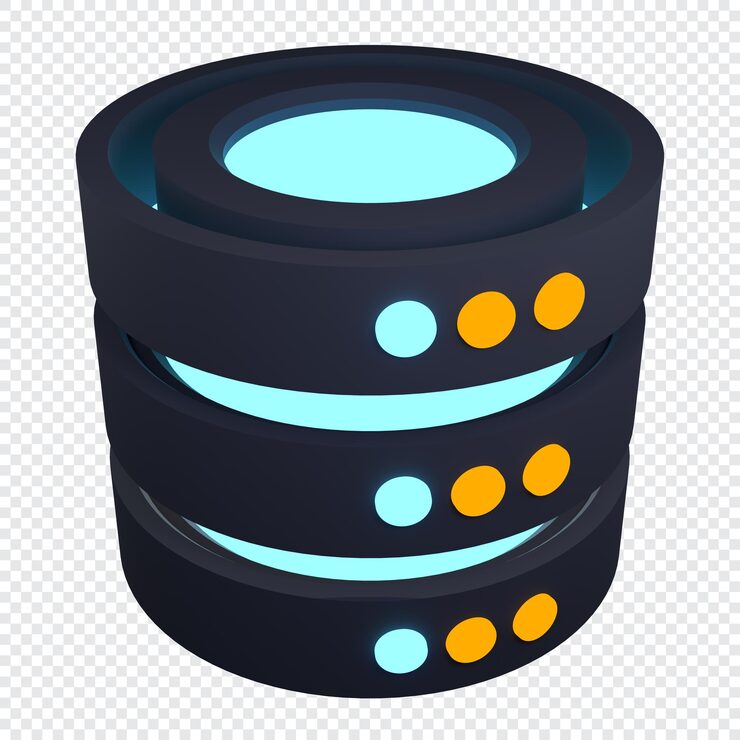 PSD 3d render of database database server 3d render icon network and database computer technology 3d render illustration